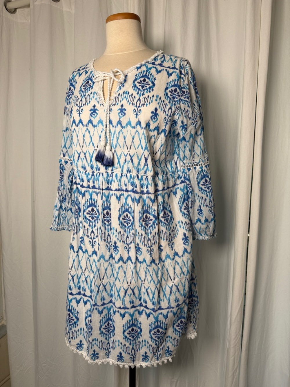 Tommy Bahama White and Blue Logo Detail Top